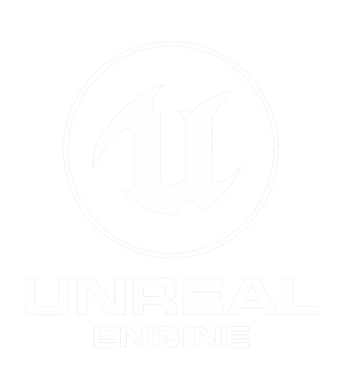 Le logo de unreal engine en colonne en blanc